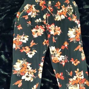 Very cute black floral pants. Never warn! :)